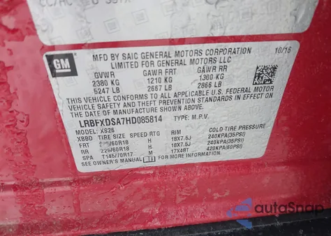 2017 Buick Envision Essence z USA, uszkodzony, nr VIN LRBFXDSA7HD085814